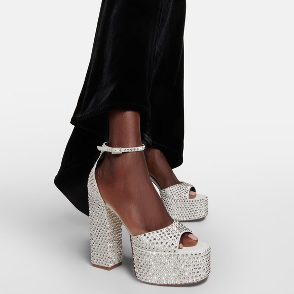 🛑 SOLD 🛑New! PARIS TEXAS Holly Tatiana Block Heel Crystal Platform Sandals - Picture 4 of 17